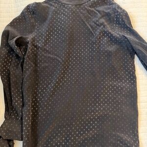 Equipment Navy Long-Sleeve Blouse with White Cross Print